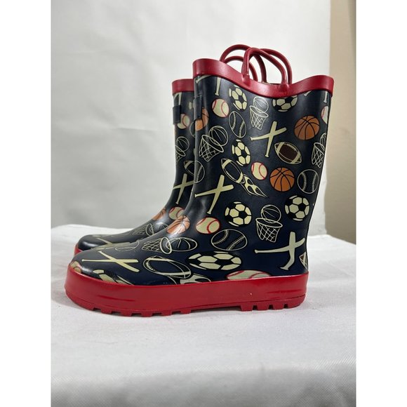 Sports Theme Rain Boots‎ Toddler Size 2 - Picture 1 of 6
